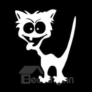 Cartoon Style Crazy Cat Reflective Car Sticker