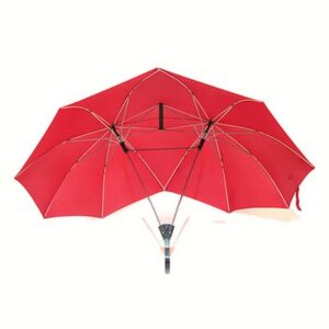 Novelty Automatic Open Two Person Umbrella Parasol Lover Couples Umbrella Two Head Double Rod Outdoor Umbrella