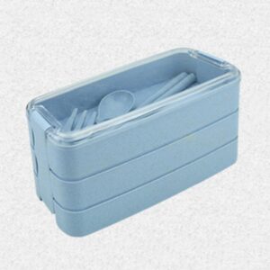 Creative Wheat Straw Lunch Box Student Lunch box Three-layer Bento Box Household Crisper with Spoon and Fork Chopsticks