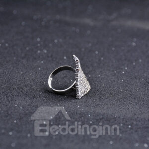 Alloy Geometric Diamante Technic Rhombus Shape Unique Ring