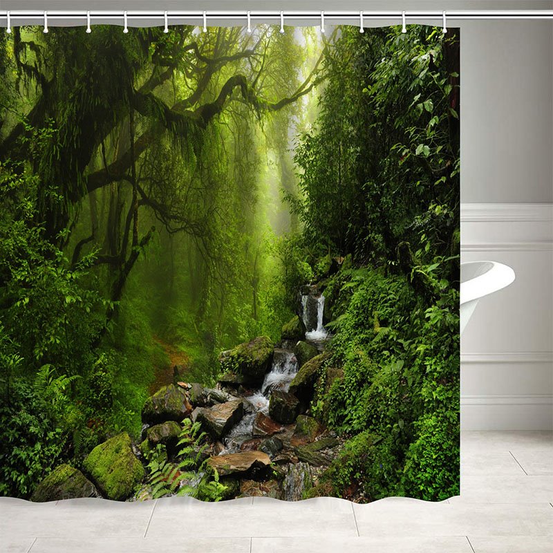 3D Printed Landscape Shower Curtain Bathroom Partition Curtain Durable Waterproof Mildew Proof Polyester 4 Size - Image 13