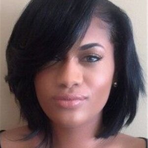 Short Bob Straight Synthetic Hair With Full Bangs Women Wigs Capless 10 Inches