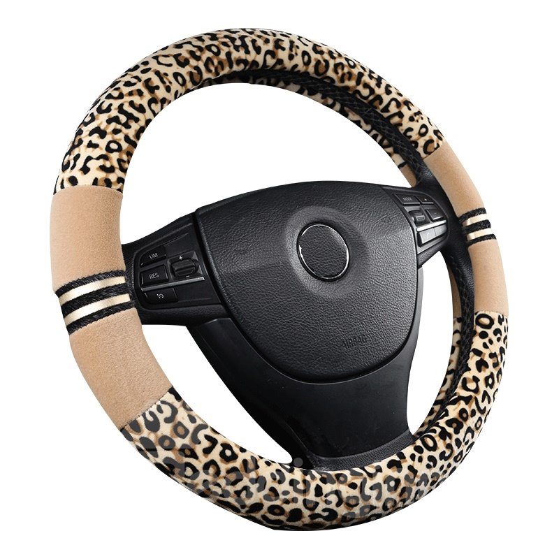 Pantherine Pattern Elegant Splicing Processing Car Steering Wheel Cover - Image 2