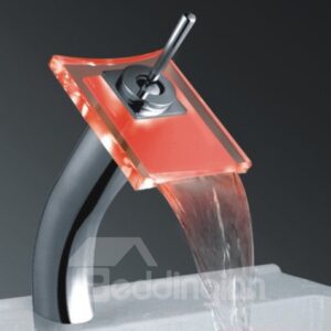 New Arrival Single Handle Waterfall LED Heat Discoloration Three Color Changing Bathroom&Kitchen Faucet