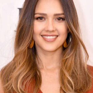 Jessica Alba's Ombre Lob Women's Natural Straight Synthetic Hair Capless 22 Inches 130% Wigs