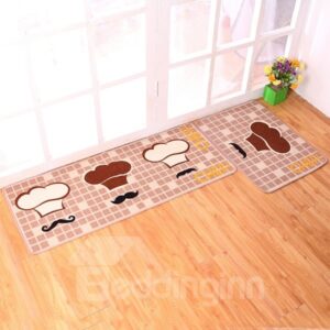 Creative Chef Hat Pattern Kitchen Rugs 1 Set