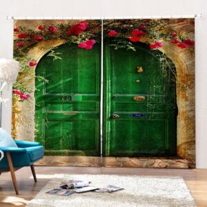 3D Iron Gate Blackout Curtains Thick Shading Polyester for Good Privacy Heat Insulation and Windproof Environmentally Friendly Printing and Dyeing No use of Chemical Auxiliary