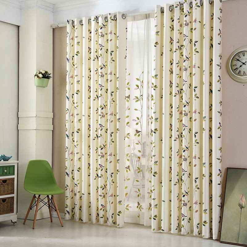 Microfiber Blackout Curtains Beige Branches and Birds Pattern Heat Insulation Home Decor Window Curtains for Living Room Bedroom 2 Panels Decoration Custom - Image 13