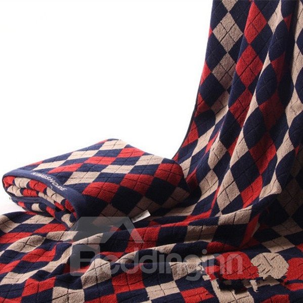 Pure Cotton Large Size Englon Lattice Bath Towel - Image 2