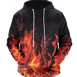 Pullover Loose Model Casual Style Kangaroo Pocket Workout 3D Painted Hoodie