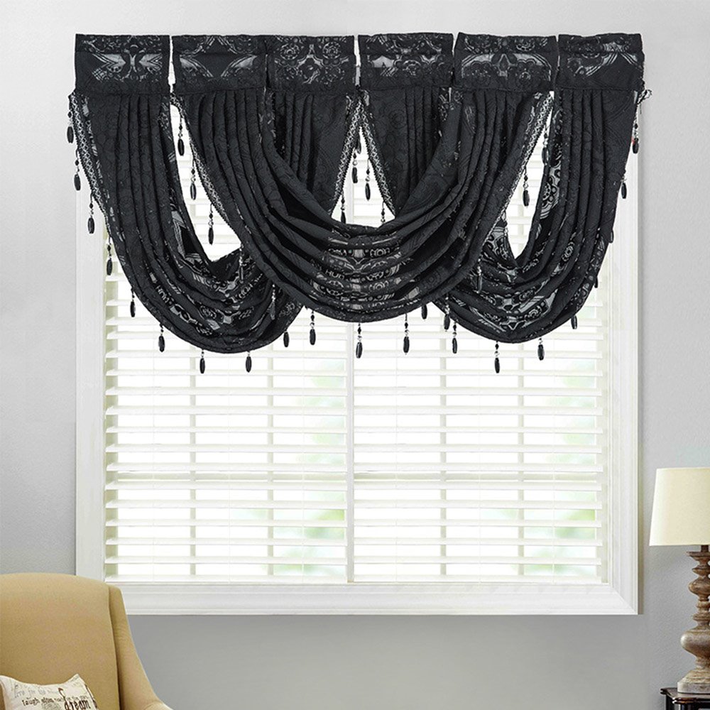 European Lace Floral Solid Color Window Valance Short Valance for Kitchens Bathrooms Basements & More