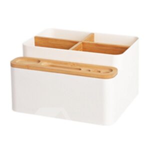 Removable Partition Bamboo Plain Pattern Desktop Storage Box