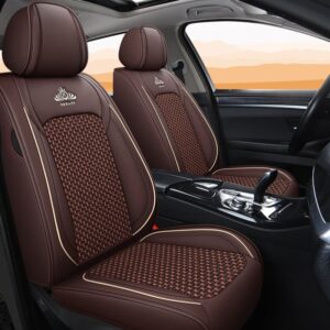 Breathable and Cool Ice Silk and Wear-resistant Leather Material Suitable for Most Cars or Pickup Trucks 5 Seats Universal Fit Seat Covers