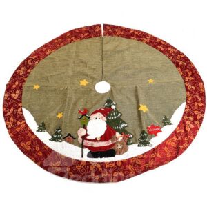 Cute Santa Claus Flower Pattern Edge Tree Skirt ?