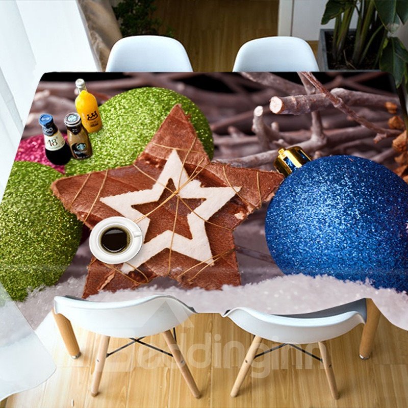 Printed Christmas Polyester European Style Waterproof 3D Tablecloth