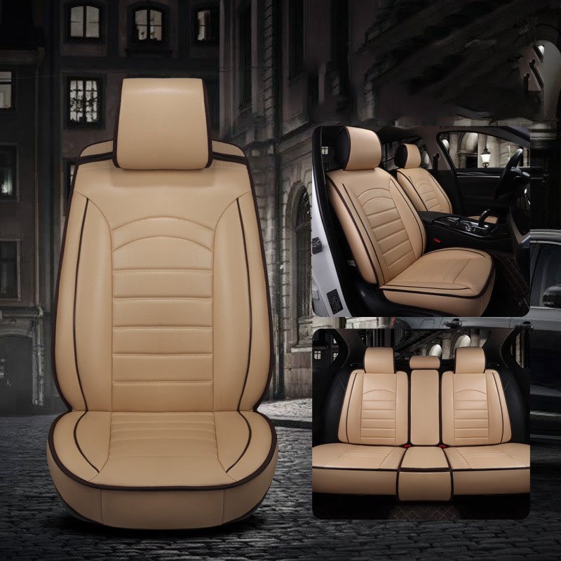 Universal Fit Seat Covers Full Coverage Soft Wear-Resistant Durable Skin-Friendly Man-Made PU Leather Airbag Compatible 5-Seater Fit for Most Cars Sedan SUV Truck