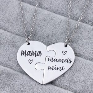 Mother Daughter Necklaces 2PCS Pendant Puzzles Necklace Heart-Shaped Family Jewelry Gift Birthday Thanksgiving Mother's Day Gifts