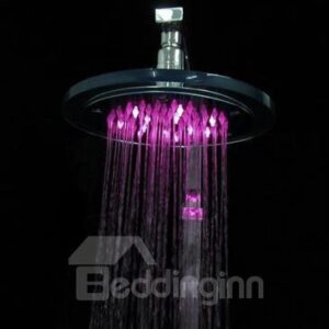 8 Inches Round LED Top Shower Head with Color Changing by Temperature