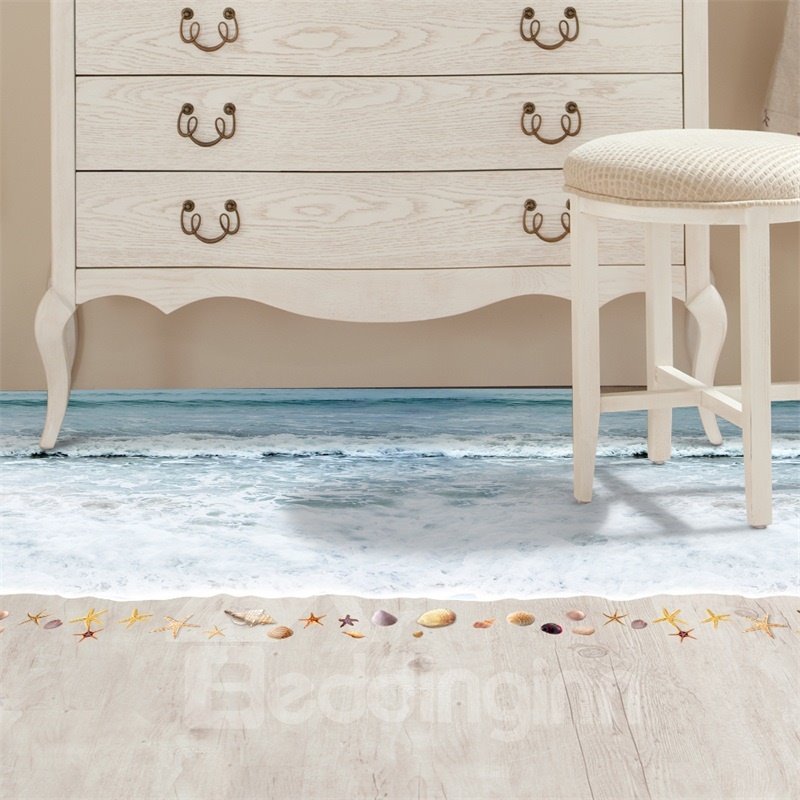 3D Beach Printed PVC Waterproof Eco-friendly Self-Adhesive Floor Stickers