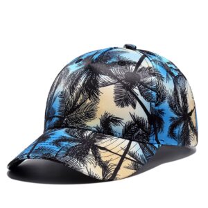 Fashion Hawaii Coconut Tree 3D Printed Baseball Cap Hat Unisex Adjustable Casual Snapback Flat Bill Hip Hop Hat