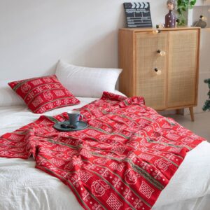 Christmas Santa Claus Blanket Red Knitted Blanket Holiday Gift Decorative Blanket Home Sofa Pillow snowflake brick Bedroom