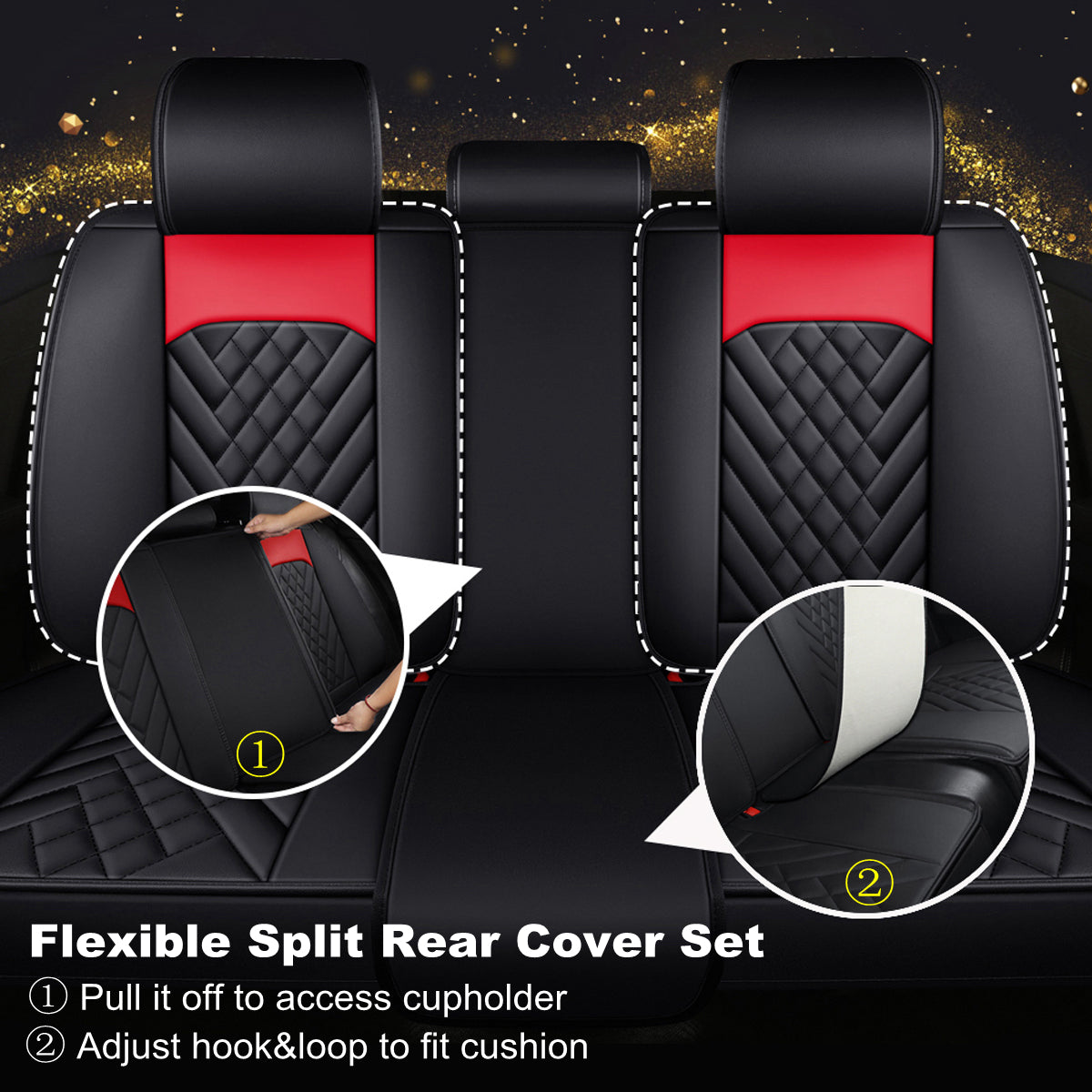 Universal Fit Car Seat Cover Full Set for 5-Seater Sedan SUV Diamond Pattern Synthetic Leather Vehicle Cushion Cover for Accord Tucson Sorento - Image 3