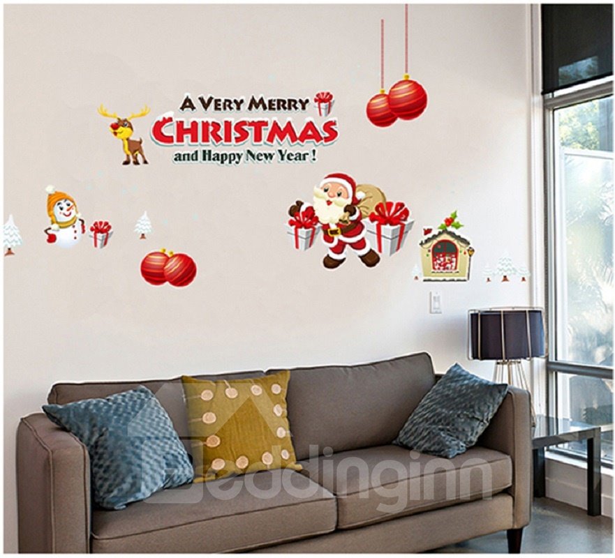 PVC Kids Room Durable Waterproof Hanging Christmas Gift Wall Stickers