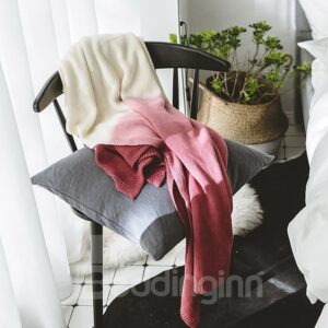 Pure Color Gradient Cotton Soft Knitting Blanket