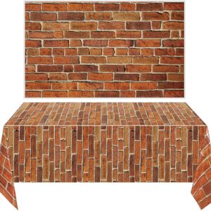 2 Sheets 4.5 x 9 Feet Brick Stone Wall Backdrop Stone Wall Scene Setter Brick Sheet Wallpaper Curtains Door Removable Brick Tablecloth Photo for Winter/Halloween Christmas Party (Retro Red, Brick)
