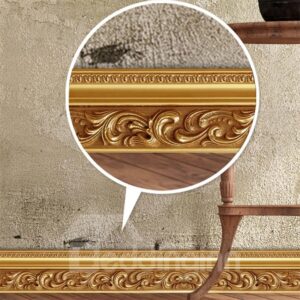 Golden Floral Pattern PVC Waterproof Eco-friendly Self-Adhesive Baseboard Wall Stickers