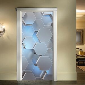 3D Geometric Door Wall Stickers Mural Art Decals Removable Self-adhesive Vinyl Home Decor