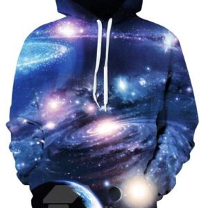 Long Sleeve Mysterious Galaxy Pattern Front Pocket 3D Painted Hoodie