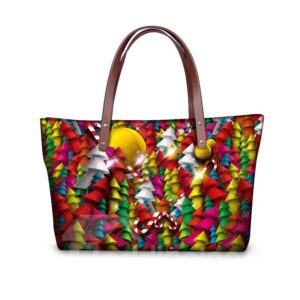 Christmas Tree with Gift Waterproof Sturdy 3D Printed for Women Girls Shoulder HandBags