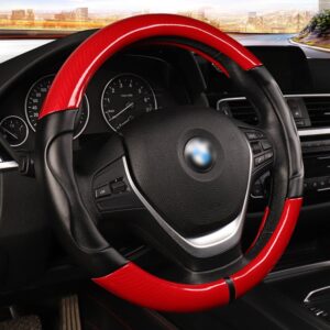 Steering Covers Carbon Fiber Skin 3D Wear-resisting No Slip £¨The Default Is A Round Steering Wheel Cover If You Need A D-type Please Note It In The Shopping Cart£©