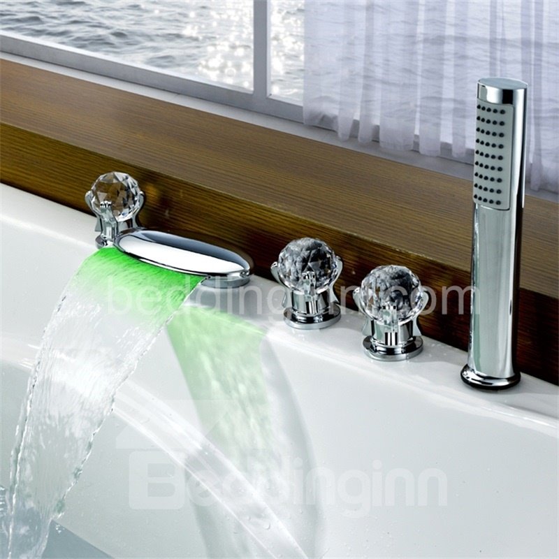 New Arrival LED Color Changing Waterfall Round Bathtub Faucet