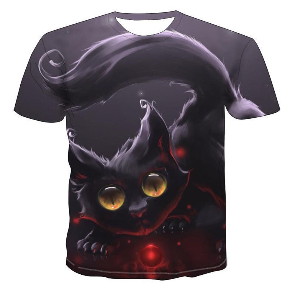 Short Sleeve T-Shirts Dark Gray Cat Animal 3D Novelty Print Funny Graphic Tees Outfit Unisex Round Neck Loose T-shirts XXS-6XL - Image 9