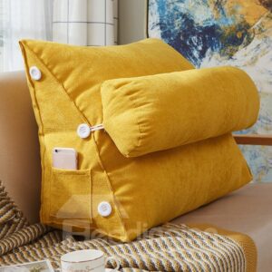 Adjustable Back Wedge Cushion 9 Colors Pillow with Pocket for Sofa Bed Office Endurable Skin-friendly All-Season