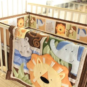 Cartoon Animal Lion Printed 4 Baby Crib Bumpers Safety Sleep Bedside Rail Guard for Toddlers Kids