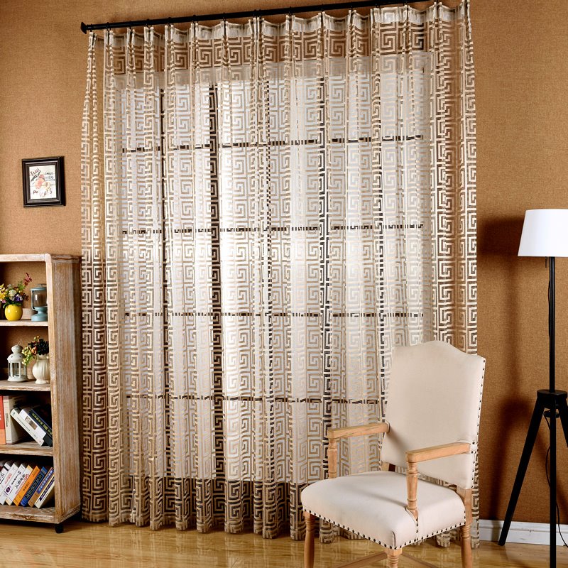 Classical Sheer Curtains Dark Coffee White Voile Curtains Noble and Elegant for Living Room Bedroom Decoration Custom 2 Panels Drapes Breathable - Image 3