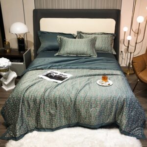 Modern 4 PCS Bedding Set Tencel Summer Comforter Set 1 Air Conditioning Quilt 1 Flat Sheet 2 Pillowcases