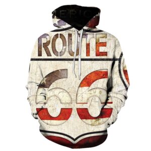 Unisex 3D printed novelty Hoodie Highway 66 printed Pullover Hoodie