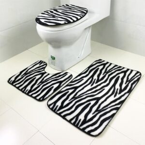 Toilet Seat Covers Zebra Waterproof and Non-slip Three-piece Toilet Cushion