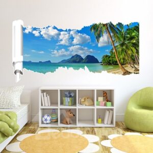 Beautiful Rectangle Sea Scenery and Bule Sky Pattern 3D Wall Stickers