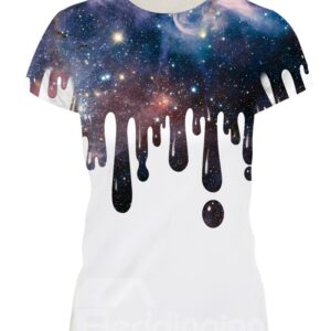 Melted Stars Soft Skin Friendly Round Neck 3D Painted T-Shirt