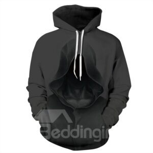 Long Sleeve Mysterious Person with Hat 3D Halloween Pattern Hoodie