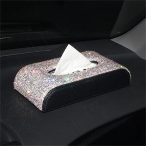 Top Texture And High-grade Pink Rhinestone Car Tissue Box