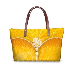Waterproof Orange Zipper Pattern 3D Printed Shoulder HandBags