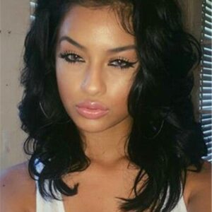 Shoulder Length Loose Wavy Synthetic Lace Front African American Wigs 14 Inches