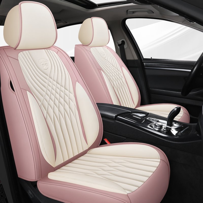 Sport Style 5 Seats Universal Fit Seat Covers Leather Color Block Cotton Seat Cover Airbag Compatible Automotive Vehicle Cushion Cover Universal Fit for Most Cars Auto Truck Van SUV - Image 5