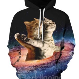 Cats Fall in Love Like Titanic Pattern Long Sleeve 3D Painted Hoodie
